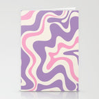 Retro Liquid Swirl Abstract Pattern Purple Pink Cream Stationery Card Gallery Image 2