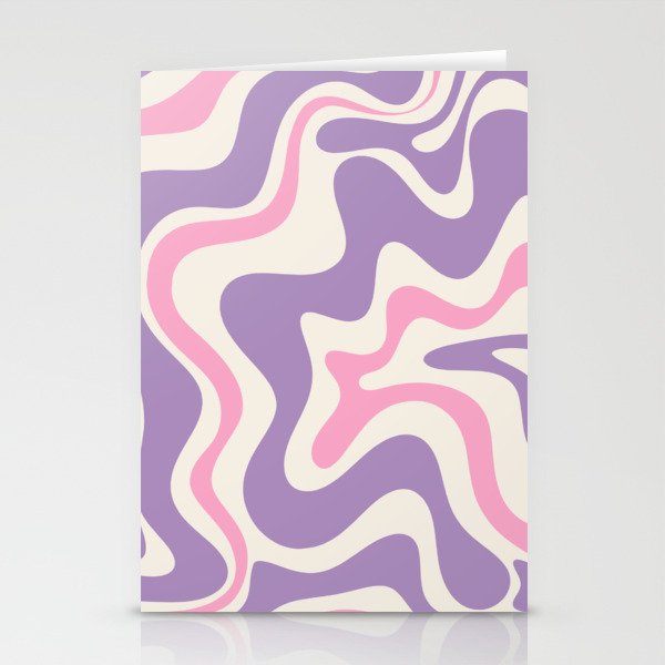 Retro Liquid Swirl Abstract Pattern Purple Pink Cream Stationery Card Gallery Image 2