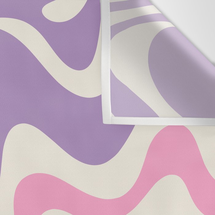 Retro Liquid Swirl Abstract Pattern Purple Pink Cream Wall Tapestry Gallery Image 3