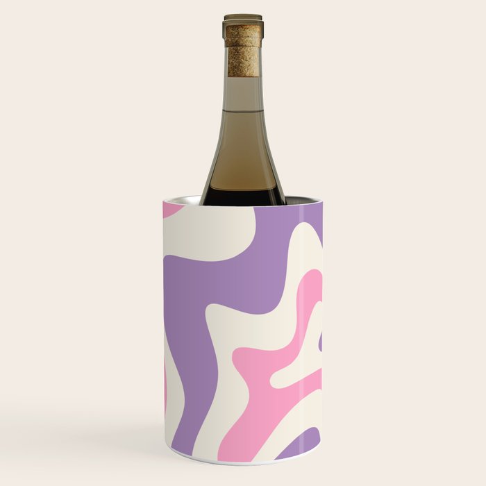 Retro Liquid Swirl Abstract Pattern Purple Pink Cream Wine Chiller Gallery Image 1