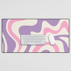 Retro Liquid Swirl Abstract Pattern Purple Pink Cream Desk Mat Gallery Image 1