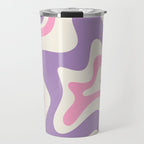 Retro Liquid Swirl Abstract Pattern Purple Pink Cream Travel Mug Gallery Image 1
