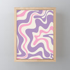Retro Liquid Swirl Abstract Pattern Purple Pink Cream Mini Art Print Gallery Image 1