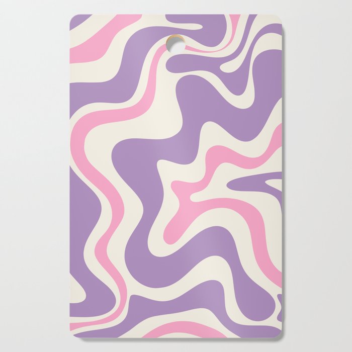 Retro Liquid Swirl Abstract Pattern Purple Pink Cream Cutting Board Gallery Image 1