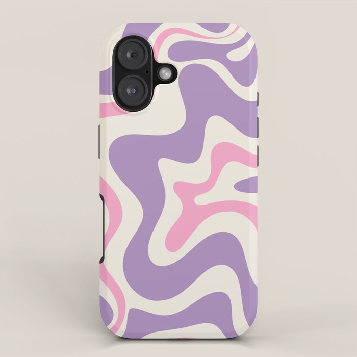 Retro Liquid Swirl Abstract Pattern Purple Pink Cream iPhone Case Gallery Image 1