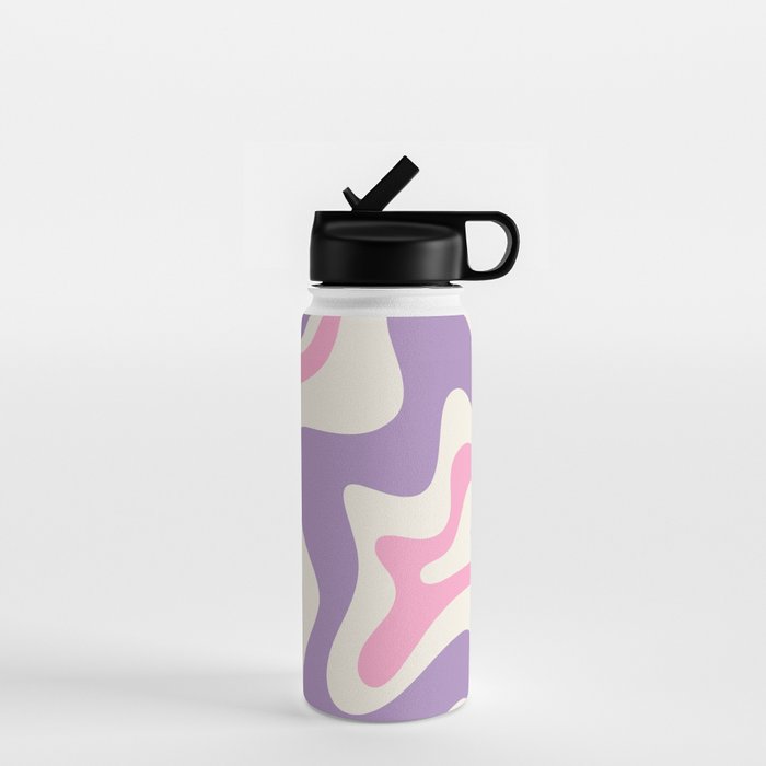 Retro Liquid Swirl Abstract Pattern Purple Pink Cream Water Bottle Gallery Image 1