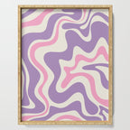 Retro Liquid Swirl Abstract Pattern Purple Pink Cream Serving Tray Gallery Image 1
