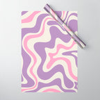 Retro Liquid Swirl Abstract Pattern Purple Pink Cream Wrapping Paper Gallery Image 1