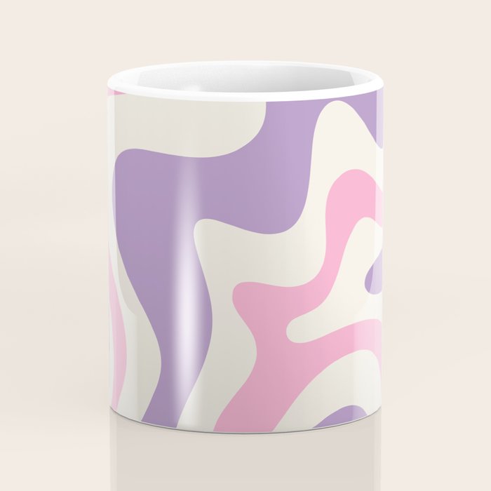 Retro Liquid Swirl Abstract Pattern Purple Pink Cream Coffee Mug Gallery Image 4
