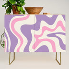 Retro Liquid Swirl Abstract Pattern Purple Pink Cream Credenza Gallery Image 1