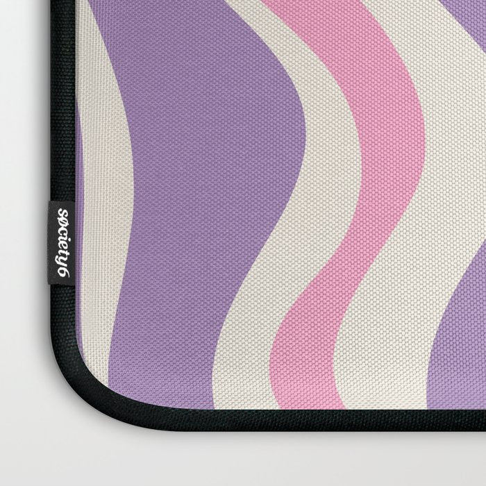 Retro Liquid Swirl Abstract Pattern Purple Pink Cream Laptop Sleeve Gallery Image 3