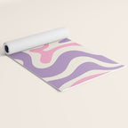 Retro Liquid Swirl Abstract Pattern Purple Pink Cream Yoga Mat Gallery Image 2