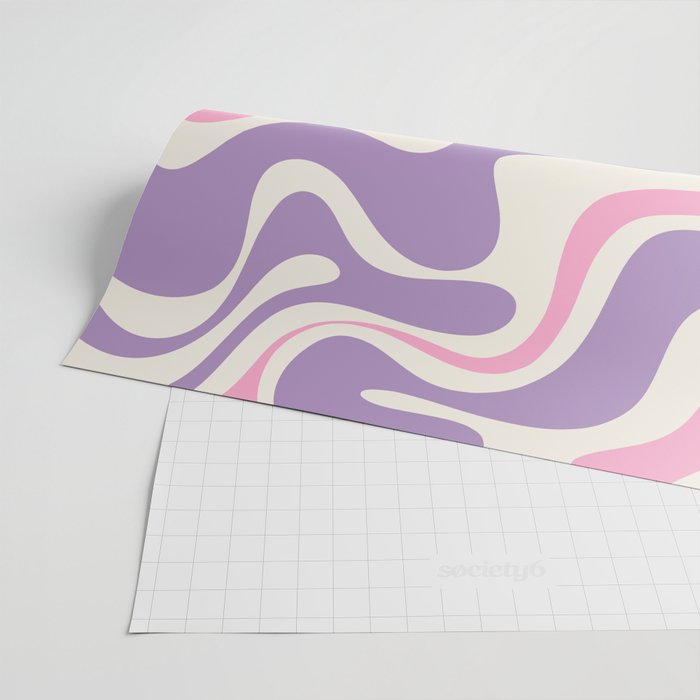 Retro Liquid Swirl Abstract Pattern Purple Pink Cream Wrapping Paper Gallery Image 2