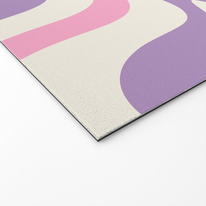 Retro Liquid Swirl Abstract Pattern Purple Pink Cream Welcome Mat Gallery Image 2