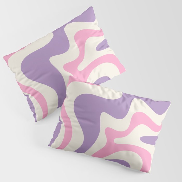 Retro Liquid Swirl Abstract Pattern Purple Pink Cream Pillow Sham Gallery Image 3