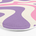 Retro Liquid Swirl Abstract Pattern Purple Pink Cream Bath Mat Gallery Image 3