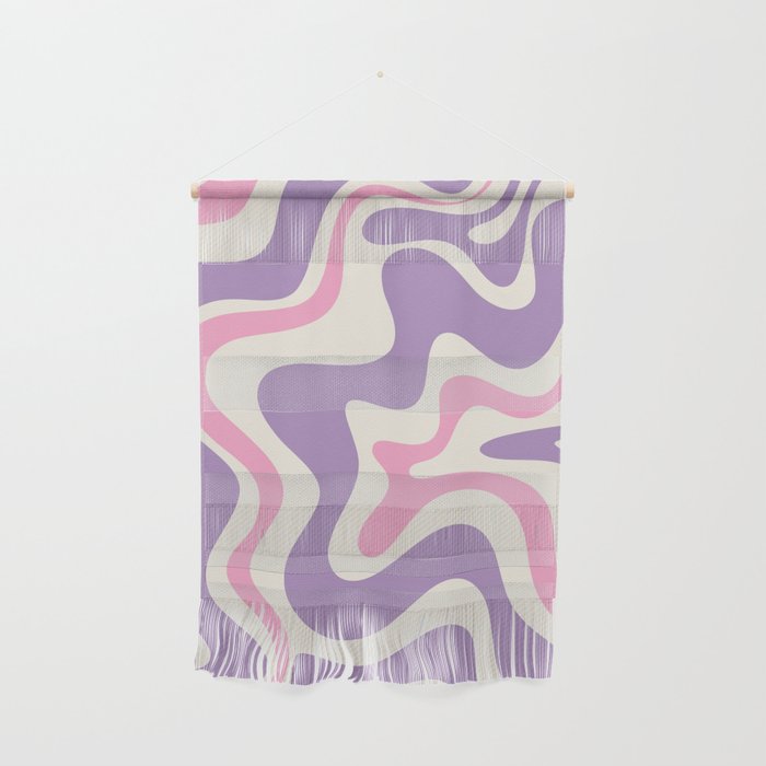 Retro Liquid Swirl Abstract Pattern Purple Pink Cream Wall Hanging Gallery Image 1
