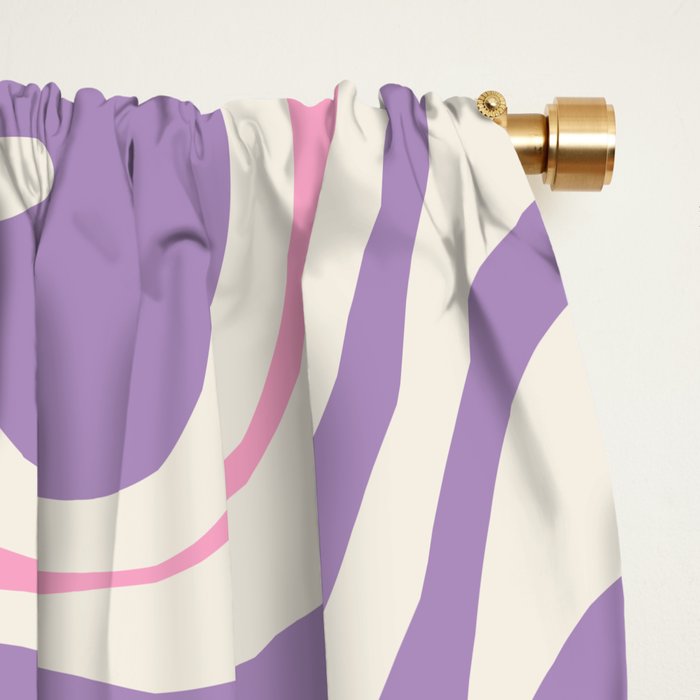 Retro Liquid Swirl Abstract Pattern Purple Pink Cream Window Curtain Gallery Image 2