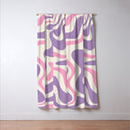 Retro Liquid Swirl Abstract Pattern Purple Pink Cream Window Curtain Gallery Image 3