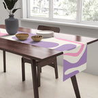 Retro Liquid Swirl Abstract Pattern Purple Pink Cream Table Runner Gallery Image 2
