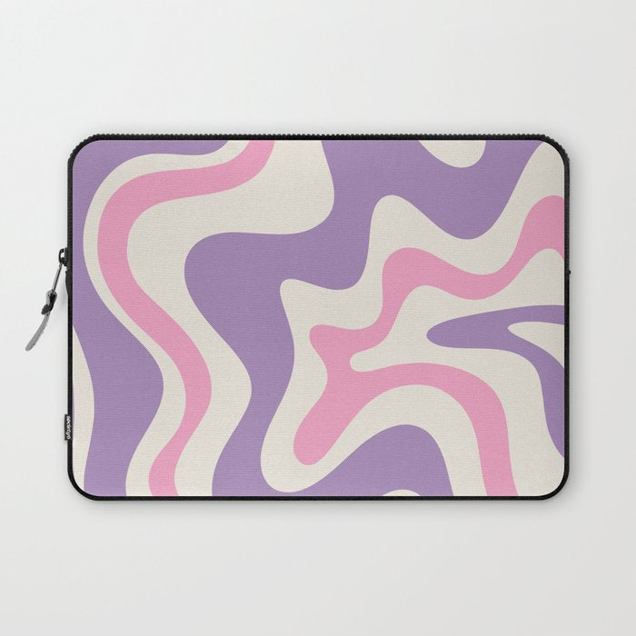 Retro Liquid Swirl Abstract Pattern Purple Pink Cream Laptop Sleeve Gallery Image 1