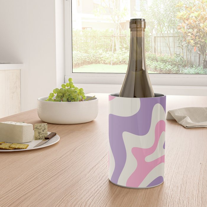 Retro Liquid Swirl Abstract Pattern Purple Pink Cream Wine Chiller Gallery Image 4