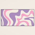 Retro Liquid Swirl Abstract Pattern Purple Pink Cream Desk Mat Gallery Image 3