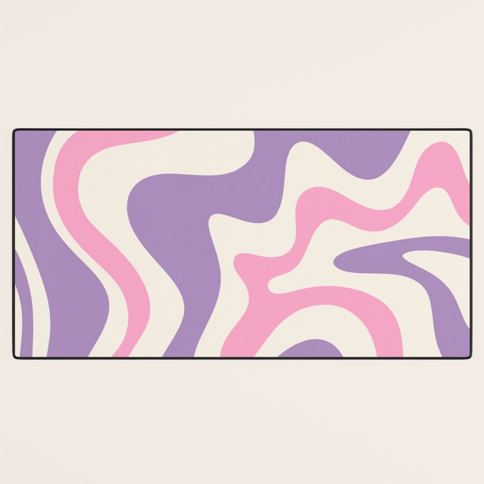 Retro Liquid Swirl Abstract Pattern Purple Pink Cream Desk Mat Gallery Image 3