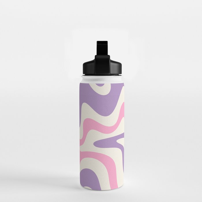 Retro Liquid Swirl Abstract Pattern Purple Pink Cream Water Bottle Gallery Image 2