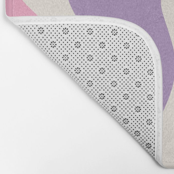 Retro Liquid Swirl Abstract Pattern Purple Pink Cream Bath Mat Gallery Image 2