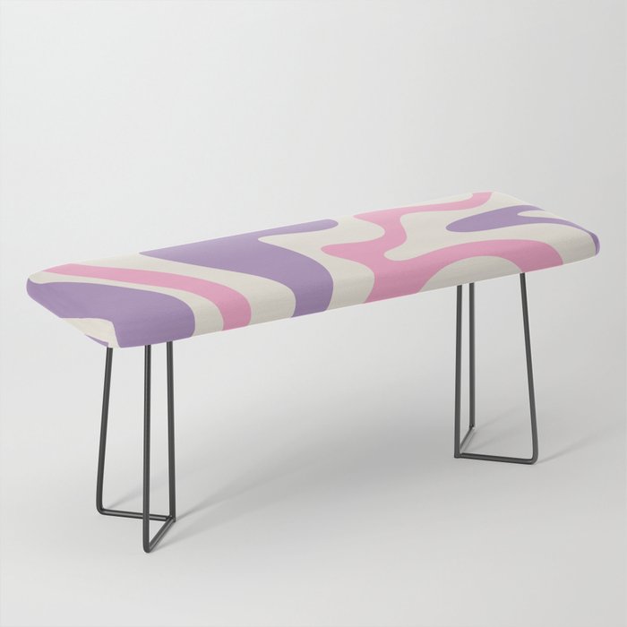 Retro Liquid Swirl Abstract Pattern Purple Pink Cream Bench Gallery Image 1