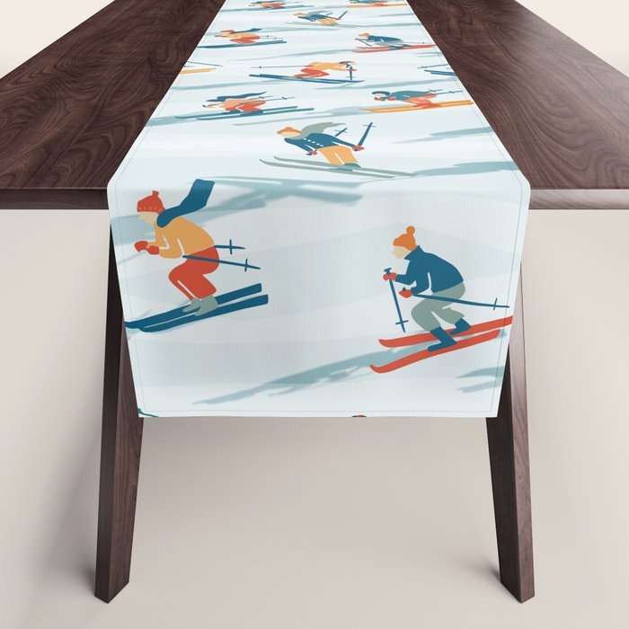 Retro Sportive Ski alpine light Table Runner Gallery Image 1