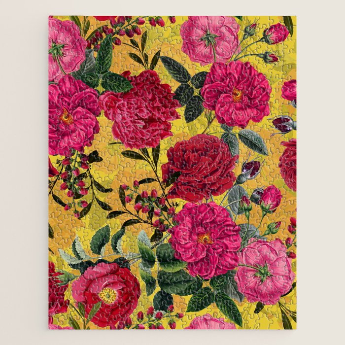 Vintage & Shabby Chic - Summer Tropical Roses Flower Garden Jigsaw Puzzle Gallery Image 1