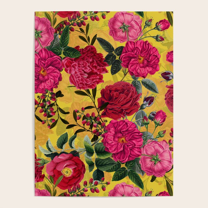 Vintage & Shabby Chic - Summer Tropical Roses Flower Garden Poster Gallery Image 4