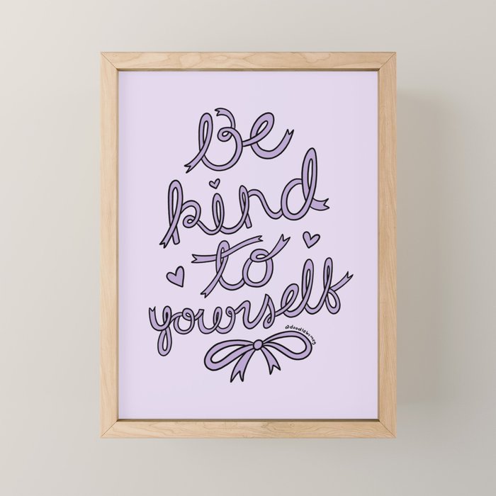 Be Kind to Yourself in Purple Mini Art Print Gallery Image 1