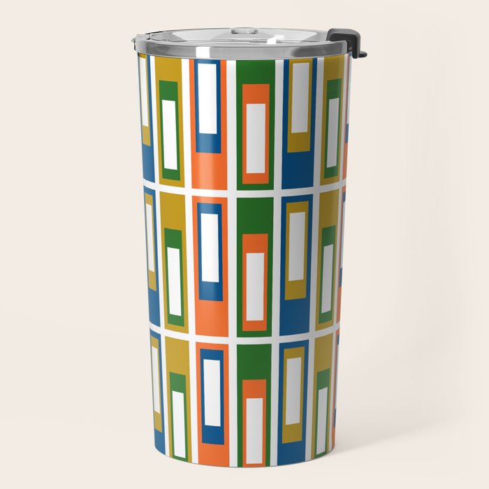 Mid Century Modern Geometric Abstract Multicolored Lexington Ave Pattern Travel Mug Gallery Image 2