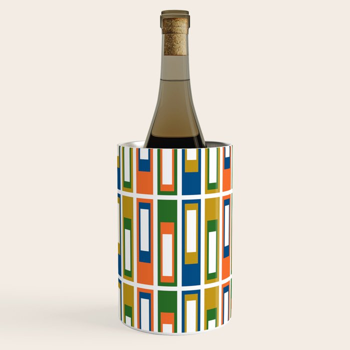 Mid Century Modern Geometric Abstract Multicolored Lexington Ave Pattern Wine Chiller Gallery Image 2
