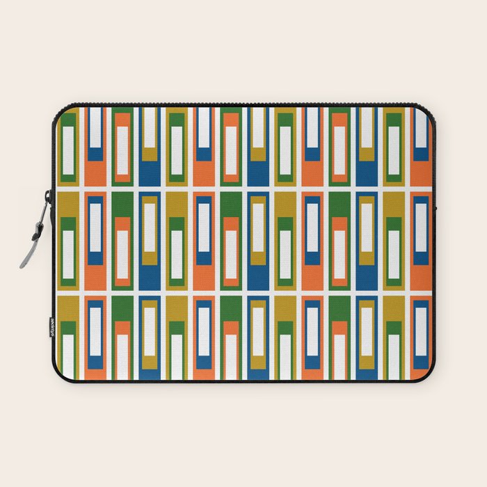 Mid Century Modern Geometric Abstract Multicolored Lexington Ave Pattern Laptop Sleeve Gallery Image 1