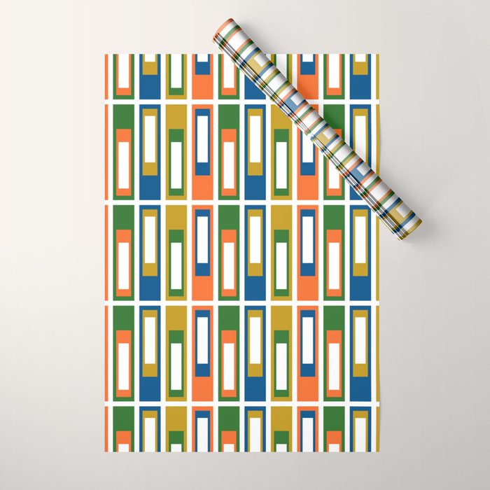 Mid Century Modern Geometric Abstract Multicolored Lexington Ave Pattern Wrapping Paper Gallery Image 1
