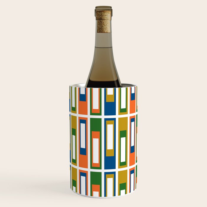 Mid Century Modern Geometric Abstract Multicolored Lexington Ave Pattern Wine Chiller Gallery Image 1