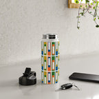 Mid Century Modern Geometric Abstract Multicolored Lexington Ave Pattern Water Bottle Gallery Image 4