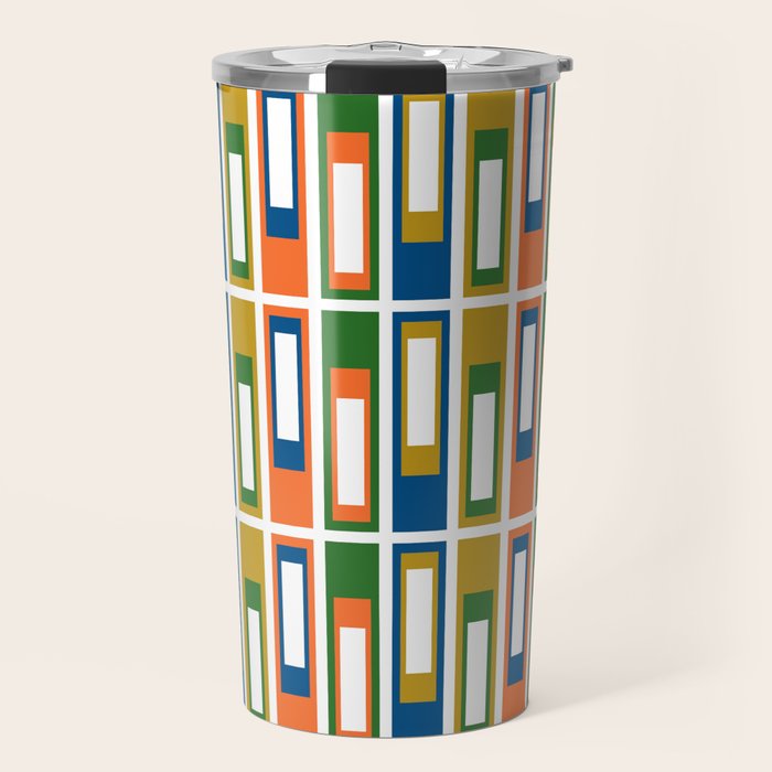 Mid Century Modern Geometric Abstract Multicolored Lexington Ave Pattern Travel Mug Gallery Image 1