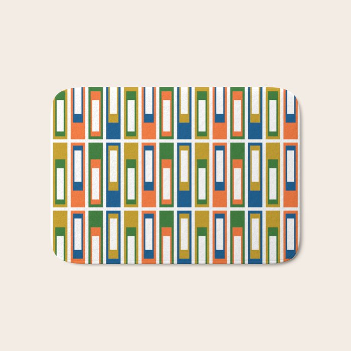 Mid Century Modern Geometric Abstract Multicolored Lexington Ave Pattern Bath Mat Gallery Image 1