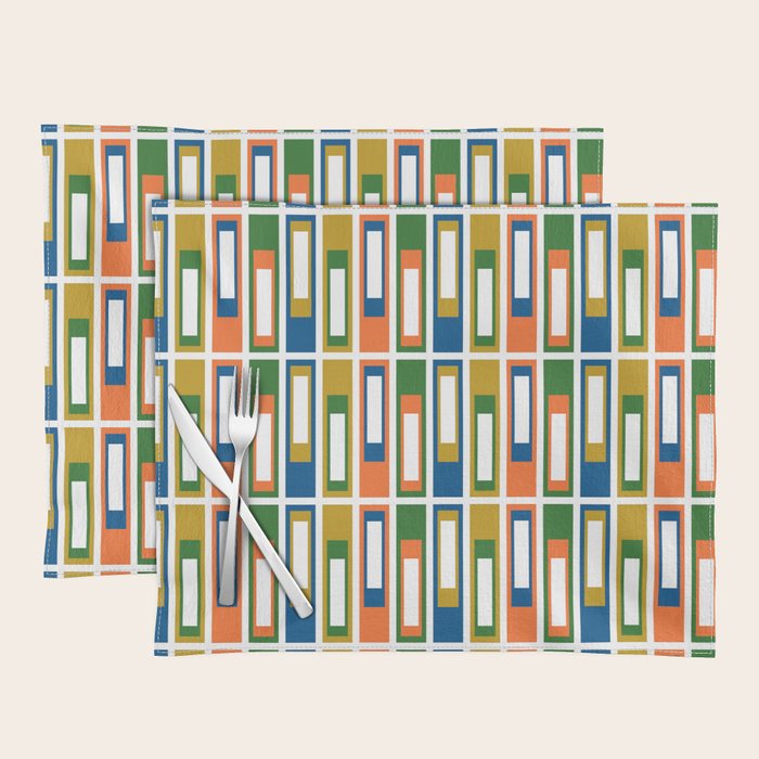 Mid Century Modern Geometric Abstract Multicolored Lexington Ave Pattern Placemat Gallery Image 1