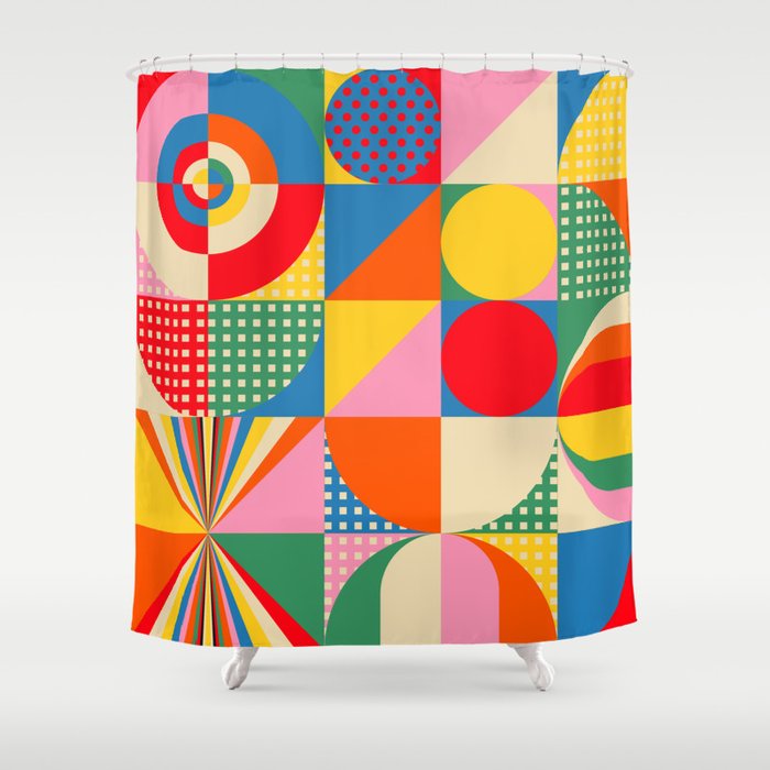 Sonia Delaunay Inspired Abstract Geometry Shower Curtain Gallery Image 1