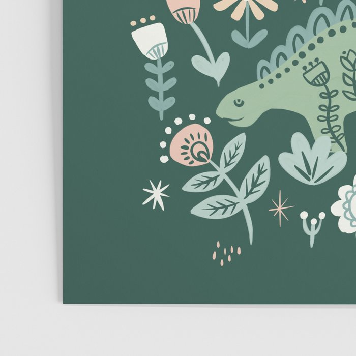Folk Floral Dinosaur Poster Gallery Image 3