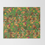 Tiki Temptress on Green Throw Blanket Gallery Image 2