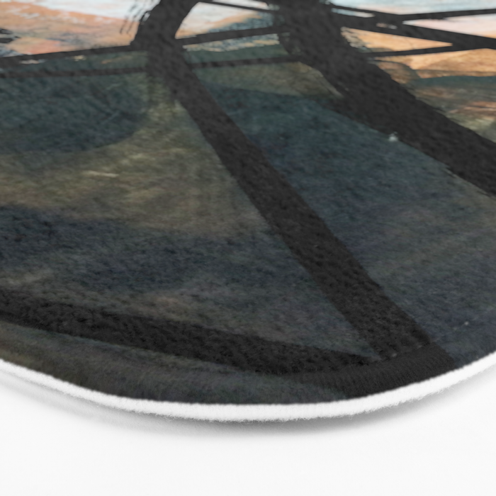 It comes and goes [2] - a black and white abstract mixed media piece with pink details Bath Mat Gallery Image 3