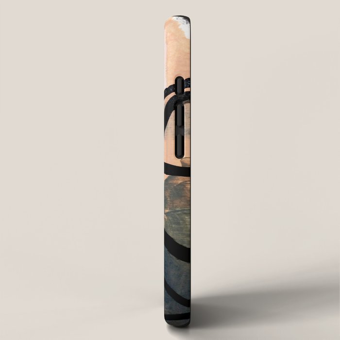 It comes and goes [2] - a black and white abstract mixed media piece with pink details iPhone Case Gallery Image 2