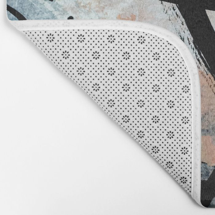It comes and goes [2] - a black and white abstract mixed media piece with pink details Bath Mat Gallery Image 2